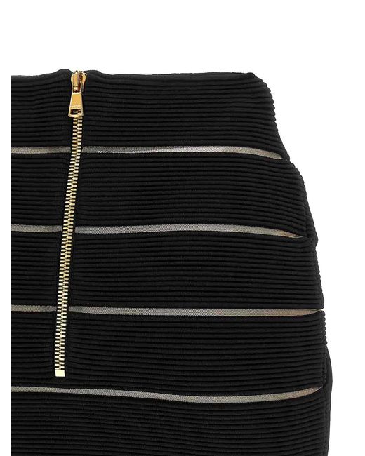 Balmain Black V-Shaped Waist Skirt