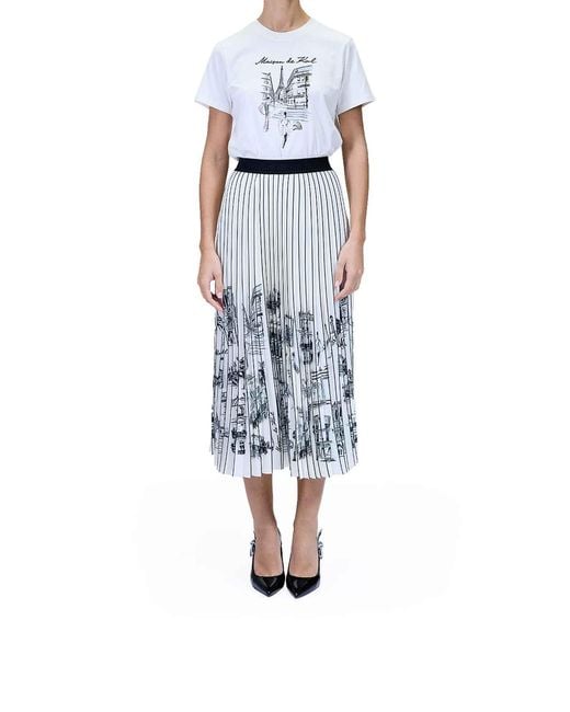 Karl Lagerfeld Gray Paris Sketch Pleated Skirt