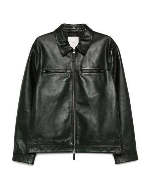 Calvin Klein Black Zip-Front Leather Jacket for men