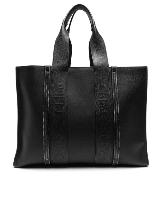 Chloé Black Woody Large Tote Bag