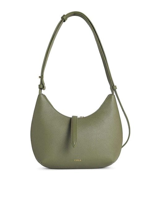 Furla Green S Goccia Avocado Leather Shoulder Bag