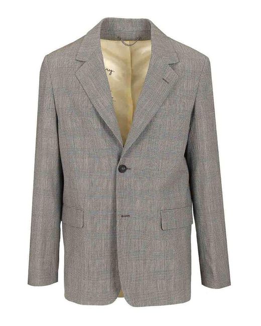 Golden Goose Deluxe Brand Gray Prince Of Wales Wool Jacket for men