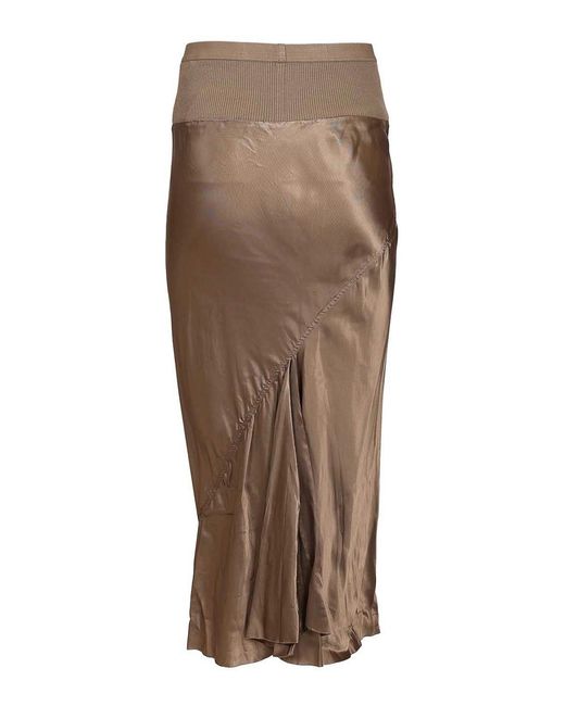 Rick Owens Brown Knee Bias Midi Skirt