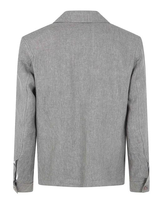 Barba Napoli Gray Park Linen Shirt for men