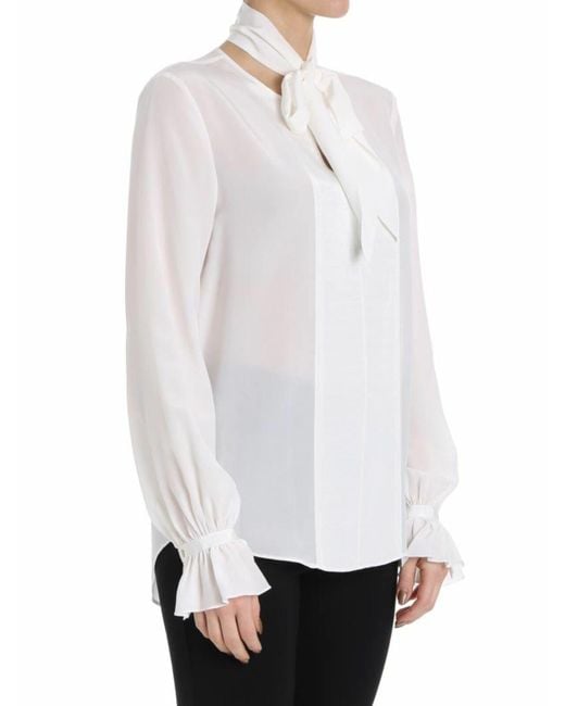Karl Lagerfeld White Bow Blouse
