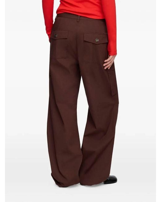 Ganni Brown Stretch Cotton Pocket Cargo Pants
