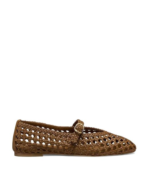 Stuart Weitzman Brown Prim Woven Mary Jane