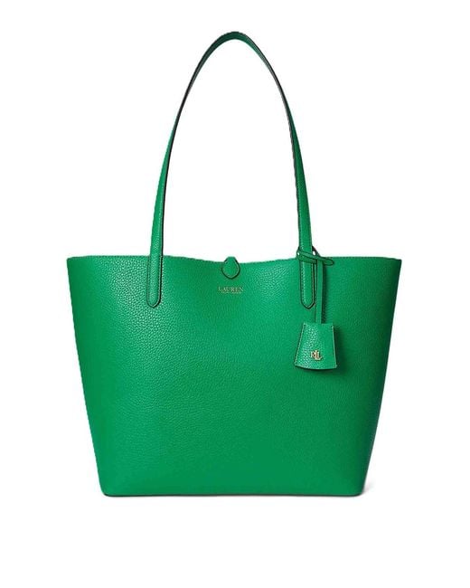 Ralph Lauren Green Rvrsble Tote-Tote-Medium-Faux Pebble Grain