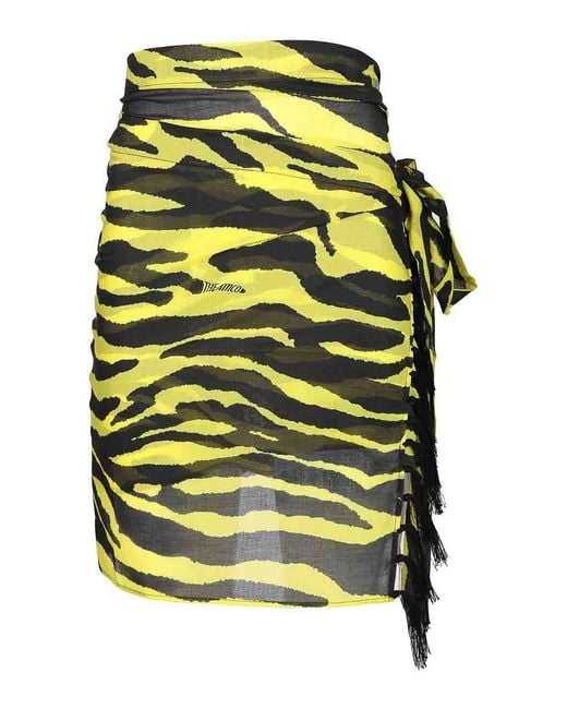 The Attico Yellow Animalier Pareo