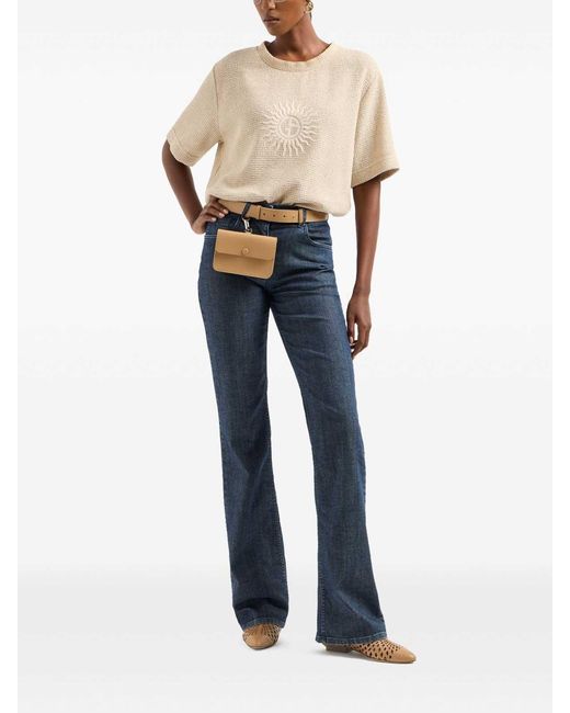 Giorgio Armani Blue 5-Pocket Stretch Denim Flared Trousers