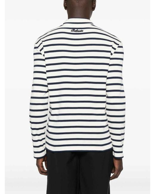 Balmain White Striped Long-Sleeve T-Shirt for men