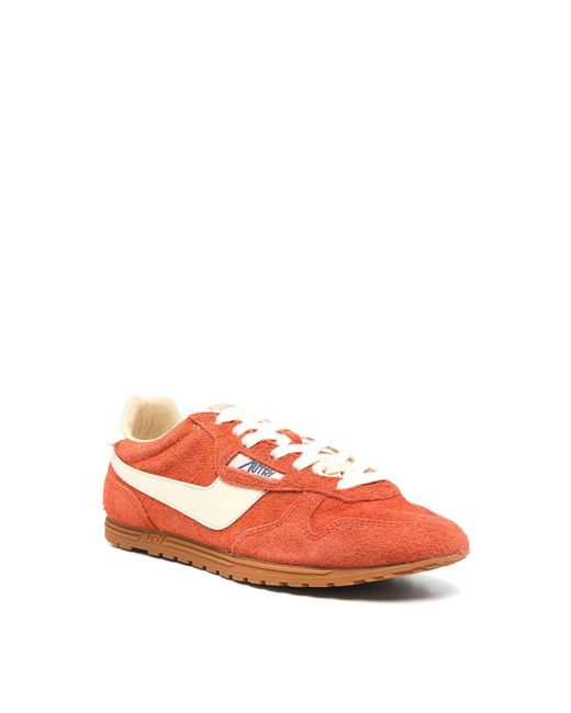 Autry Red Windspin Suede And Leather Trainers