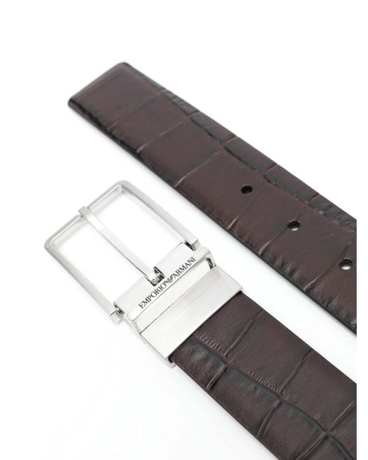 Emporio Armani White Calfskin Leather Belt with Buckle for men