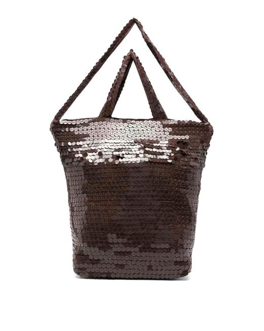 P.A.R.O.S.H. Brown Sequined Satchel