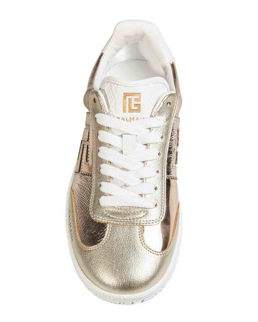 Balmain White Balmain Laminated Leather Swan Sneakers