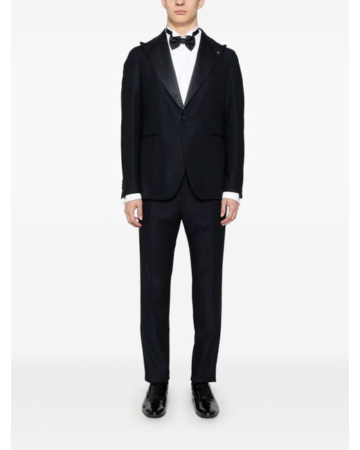 Tagliatore Black Virgin Wool Single-Breasted Suit for men