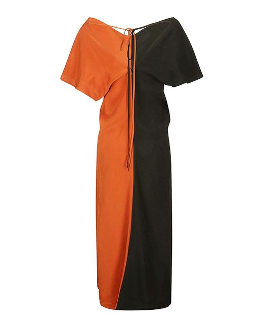 Colville Orange Draped Neck Dress