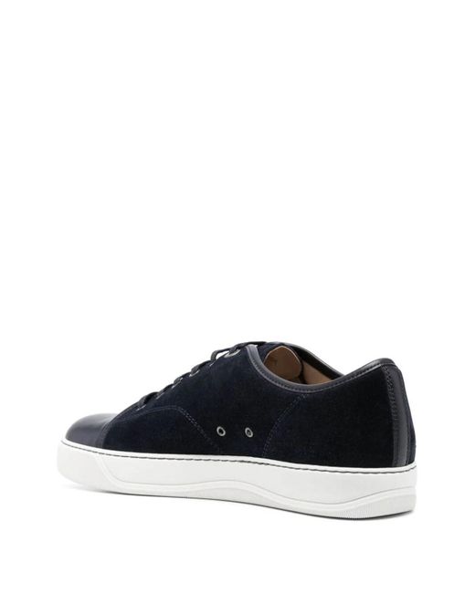 Lanvin Blue Suede And Nappa Captoe Low To Sneaker for men