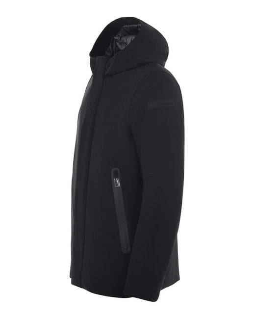 Rrd Blue Hooded Stretch Puffer Jacket for men
