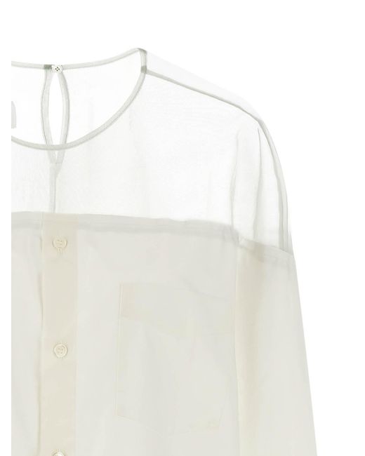 MM6 by Maison Margiela White Tulle Insert Shirt