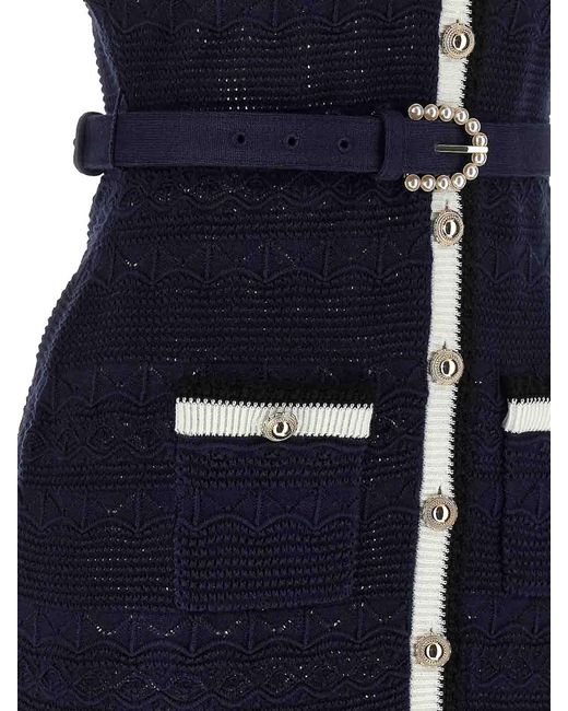 Self-Portrait Blue Knitted Dresses