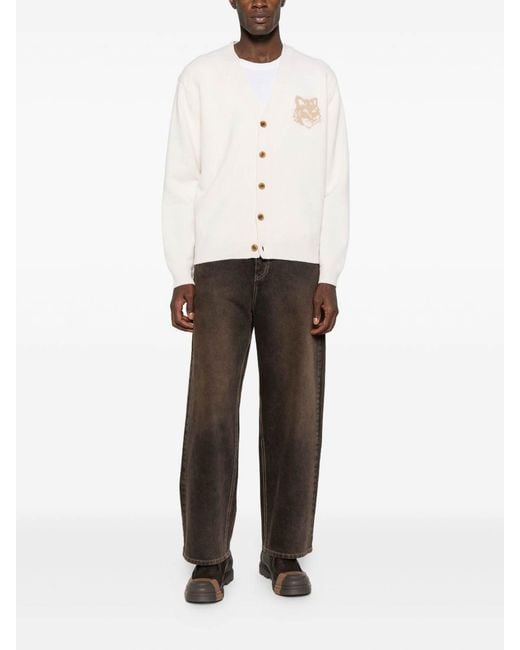 Maison Kitsuné Natural Wool V-Necked Cardigan for men