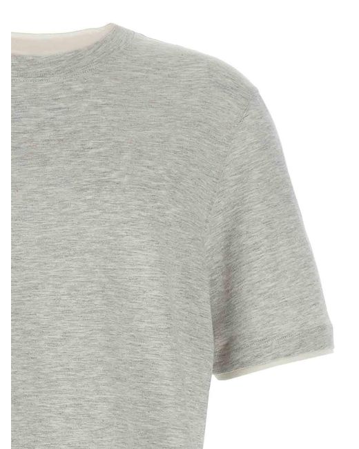 Brunello Cucinelli Gray T-Shirt Faux-Layering for men