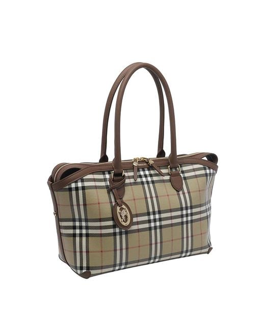 Burberry White Check Tote Bag