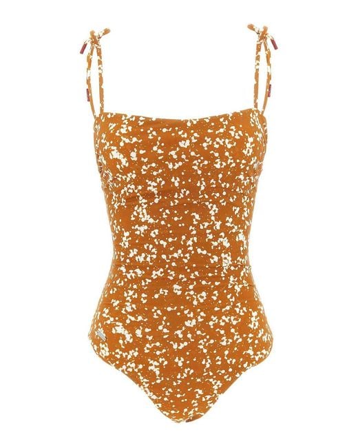 Kiton Brown One-Piece Swimsuit Off The Shoulder