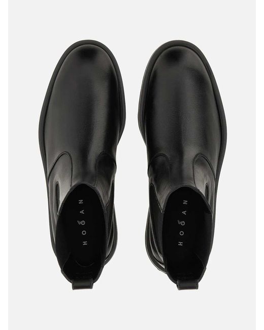 Hogan Black Leather Chelsea Boots for men