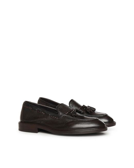 Alexander Hotto Black Hammered Leather Loafers for men