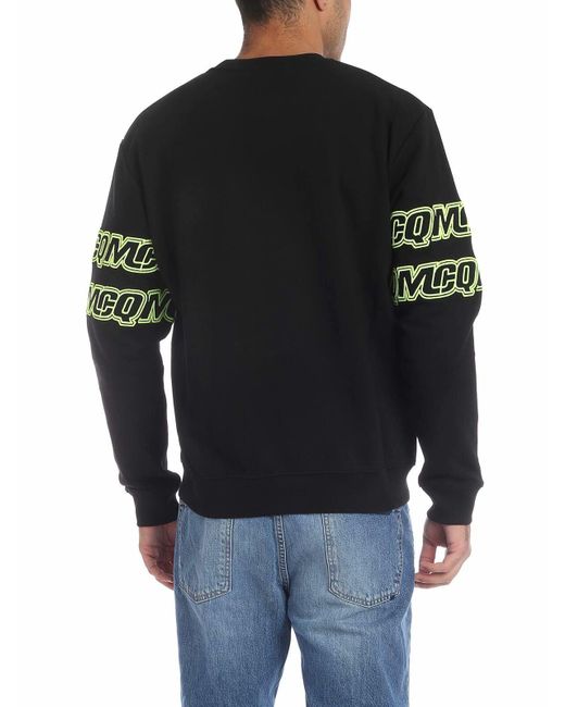 McQ Alexander McQueen Gray Sweatshirt With Neon Green Mcq Embroide for men