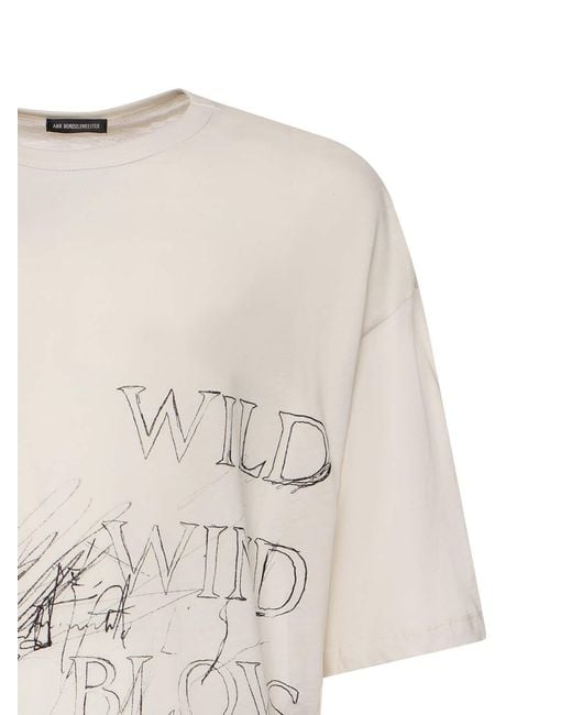 Ann Demeulemeester Natural Wild Wind Blows Cotton T-Shirt for men
