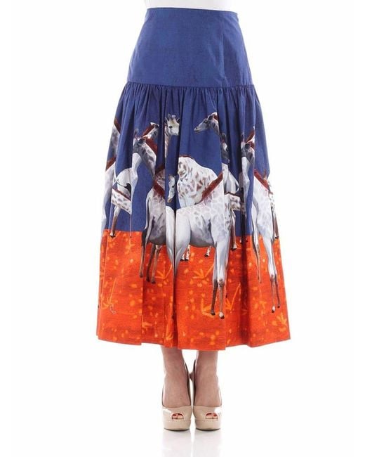 Stella Jean Orange Flared Skirt