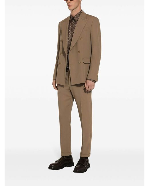 Dolce & Gabbana Natural Tapered Trousers With Pleats for men