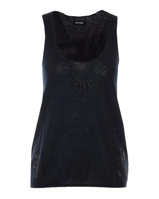 Zadig & Voltaire Black Lee Strass Top