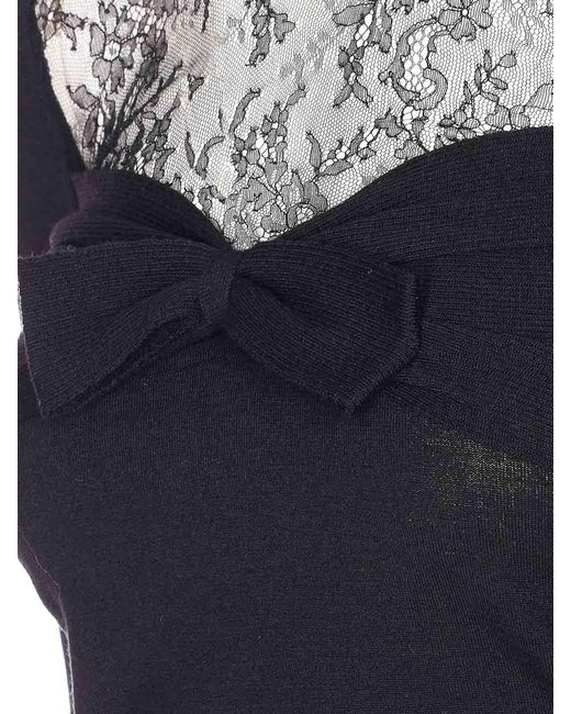 Valentino Garavani Black Wool Lace Detail Sweater