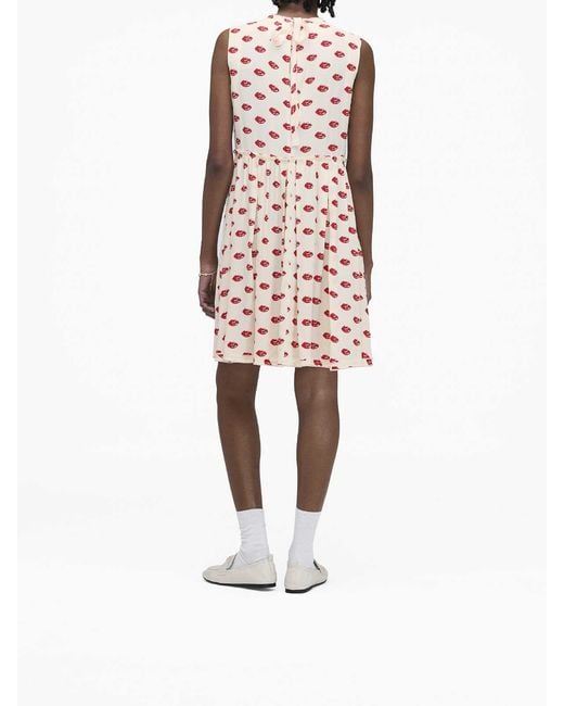 Marc Jacobs White Lips Pleated Midi Dress