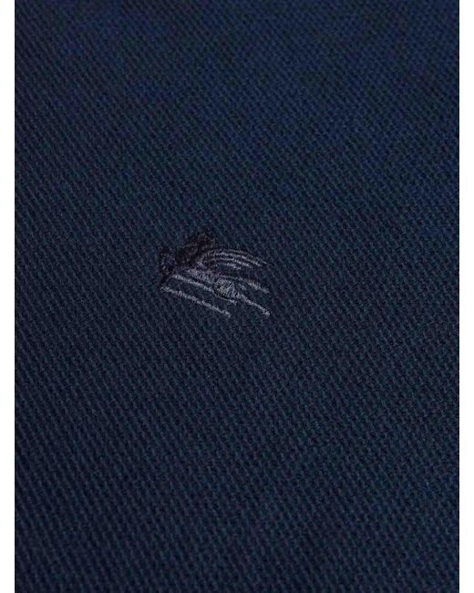 Etro Blue Bomber Jacket With Pegasus Embroidery for men