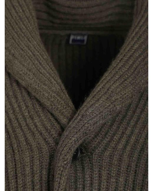 Fedeli Gray Cashmere Shawl Cardigan for men
