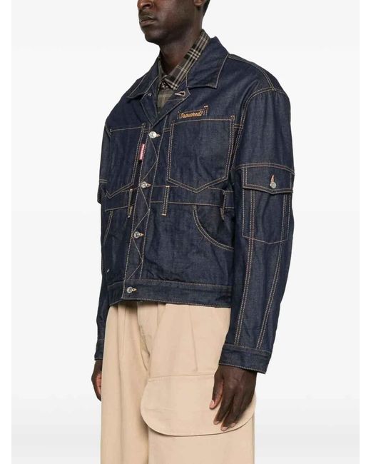 DSquared² Blue Cargo Denim Jacket for men