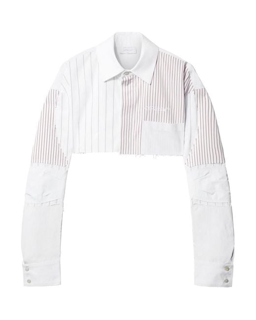 Off-White c/o Virgil Abloh White Striped Cropped Cotton Shirt