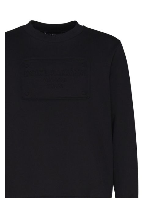 Dolce & Gabbana Black Jersey Sweatshirt With Logo for men