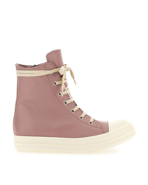 Rick Owens Pink Leather Sneakers