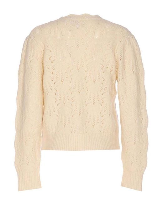 Isabel Marant Natural Etoile Knitted Cardigan Buttons Closure