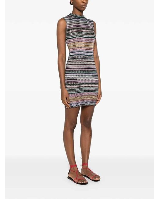 Missoni Gray Striped-Pattern Mini Dress