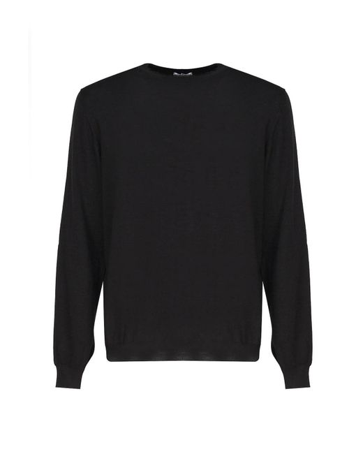 Malo Black Cashmere And Silk Crew Neck Sweater for men