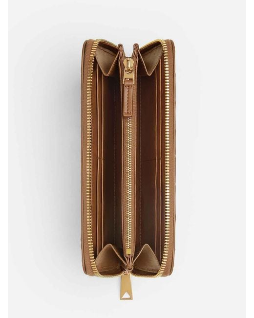 Bottega Veneta Brown Large Woven Wallet With Zip