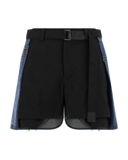Sacai Black Wool Insert Shorts
