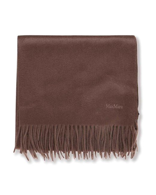 Max Mara Brown Cashmere Stole With Embroidery